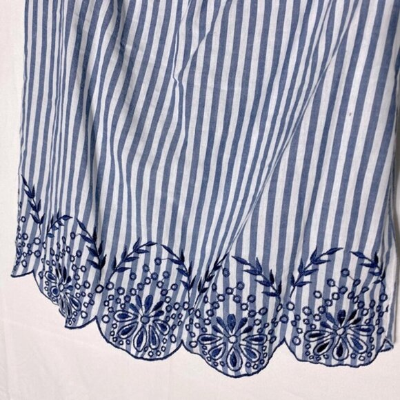 Guess Blue White Striped Off Shoulder Eyelet Trim Top M - Picture 9 of 13